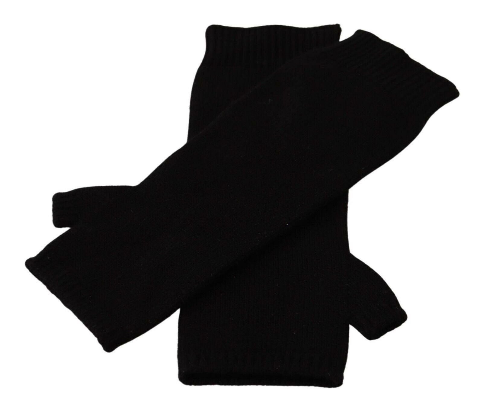 Dolce & Gabbana Black Knitted Fingerless Elbow Length Gloves -   -  Dolce & Gabbana.