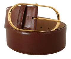 Dolce & Gabbana Brown Leather Gold Metal Oval Buckle Belt -   -  Dolce & Gabbana.