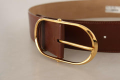 Dolce & Gabbana Brown Leather Gold Metal Oval Buckle Belt -   -  Dolce & Gabbana.
