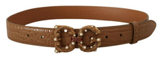 Dolce & Gabbana Brown Crocodile Pattern Leather Logo Amore  Belt -   -  Dolce & Gabbana.