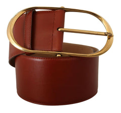 Dolce & Gabbana Maroon Leather Gold Metal Oval Buckle Belt -   -  Dolce & Gabbana.