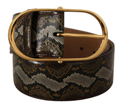 Dolce & Gabbana Brown Python Leather Gold Oval Buckle Belt -   -  Dolce & Gabbana.
