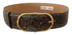Dolce & Gabbana Brown Exotic Leather Gold Oval Buckle Belt -   -  Dolce & Gabbana.