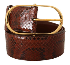 Dolce & Gabbana Brown Exotic Leather Gold Oval Buckle Belt -   -  Dolce & Gabbana.