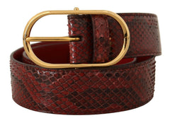 Dolce & Gabbana Red Exotic Leather Gold Oval Buckle Belt -   -  Dolce & Gabbana.
