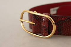 Dolce & Gabbana Red Exotic Leather Gold Oval Buckle Belt -   -  Dolce & Gabbana.