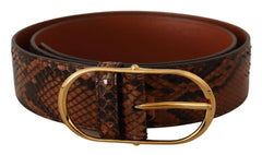 Dolce & Gabbana Brown Exotic Leather Gold Oval Buckle Belt -   -  Dolce & Gabbana.