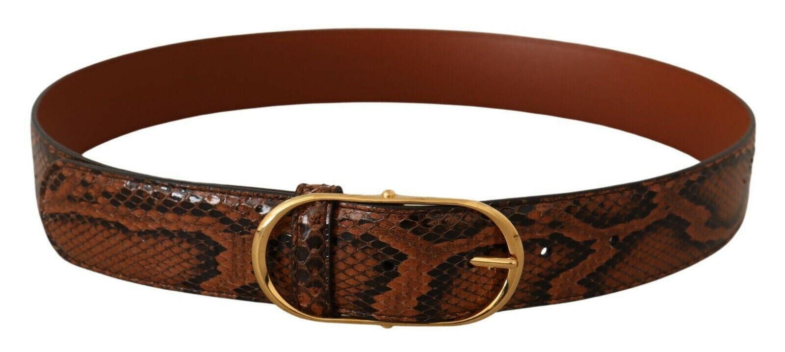 Dolce & Gabbana Brown Exotic Leather Gold Oval Buckle Belt -   -  Dolce & Gabbana.