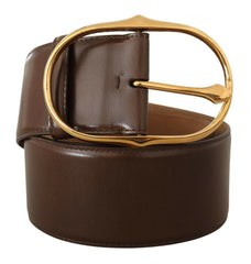 Dolce & Gabbana Brown Leather Gold Metal Oval Buckle Belt -   -  Dolce & Gabbana.