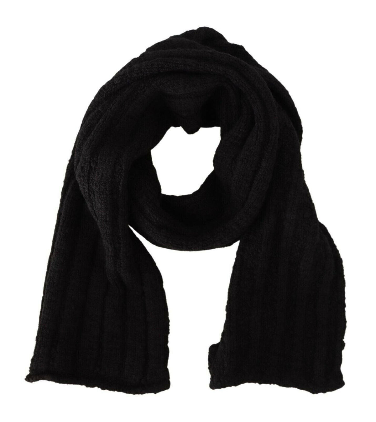Dolce & Gabbana Black Virgin Wool Knitted Unisex Warmer Shawl Scarf -   -  Dolce & Gabbana.