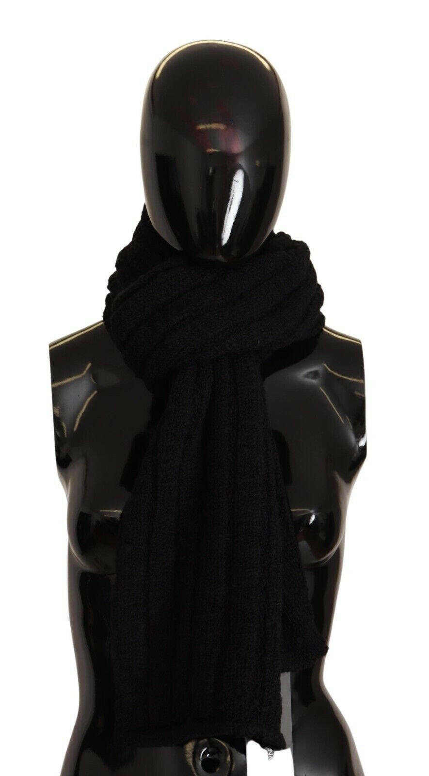 Dolce & Gabbana Black Virgin Wool Knitted Unisex Warmer Shawl Scarf -   -  Dolce & Gabbana.