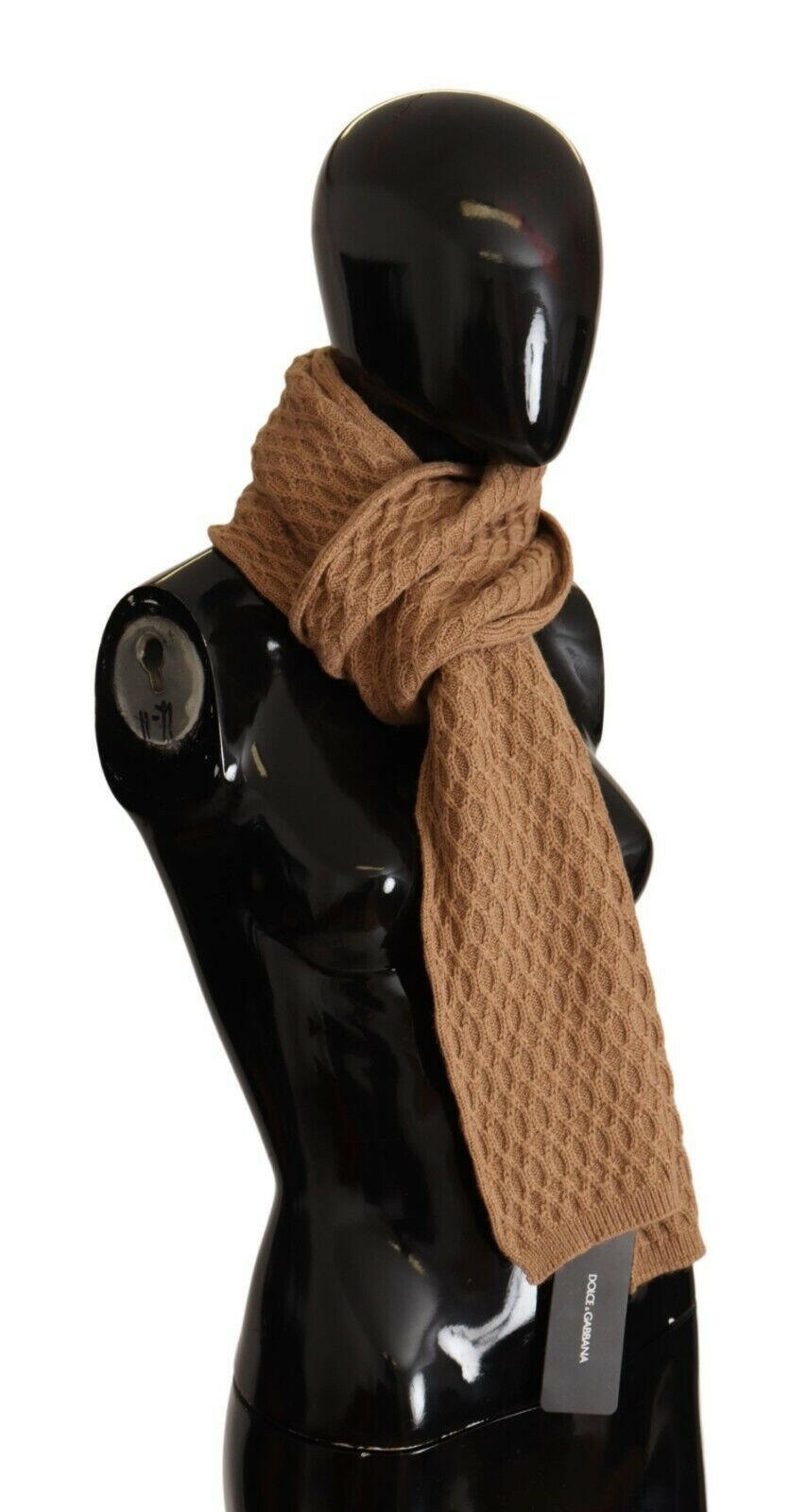 Dolce & Gabbana Dark Brown Wrap Shawl Knitted Camel Scarf -   -  Dolce & Gabbana.