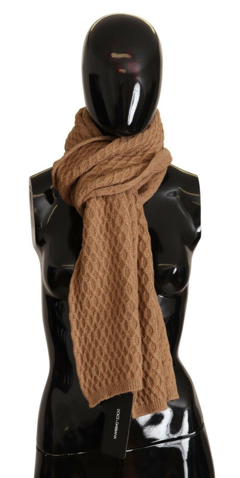 Dolce & Gabbana Dark Brown Wrap Shawl Knitted Camel Scarf -   -  Dolce & Gabbana.