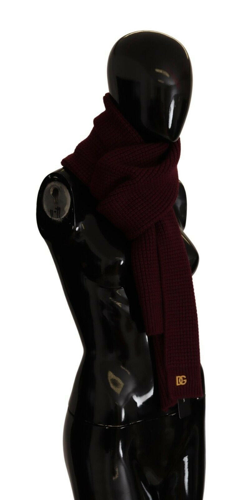 Dolce & Gabbana Dark Red Cashmere Logo Wrap Shawl Knitted Scarf -   -  Dolce & Gabbana.