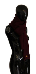 Dolce & Gabbana Dark Red Cashmere Logo Wrap Shawl Knitted Scarf -   -  Dolce & Gabbana.