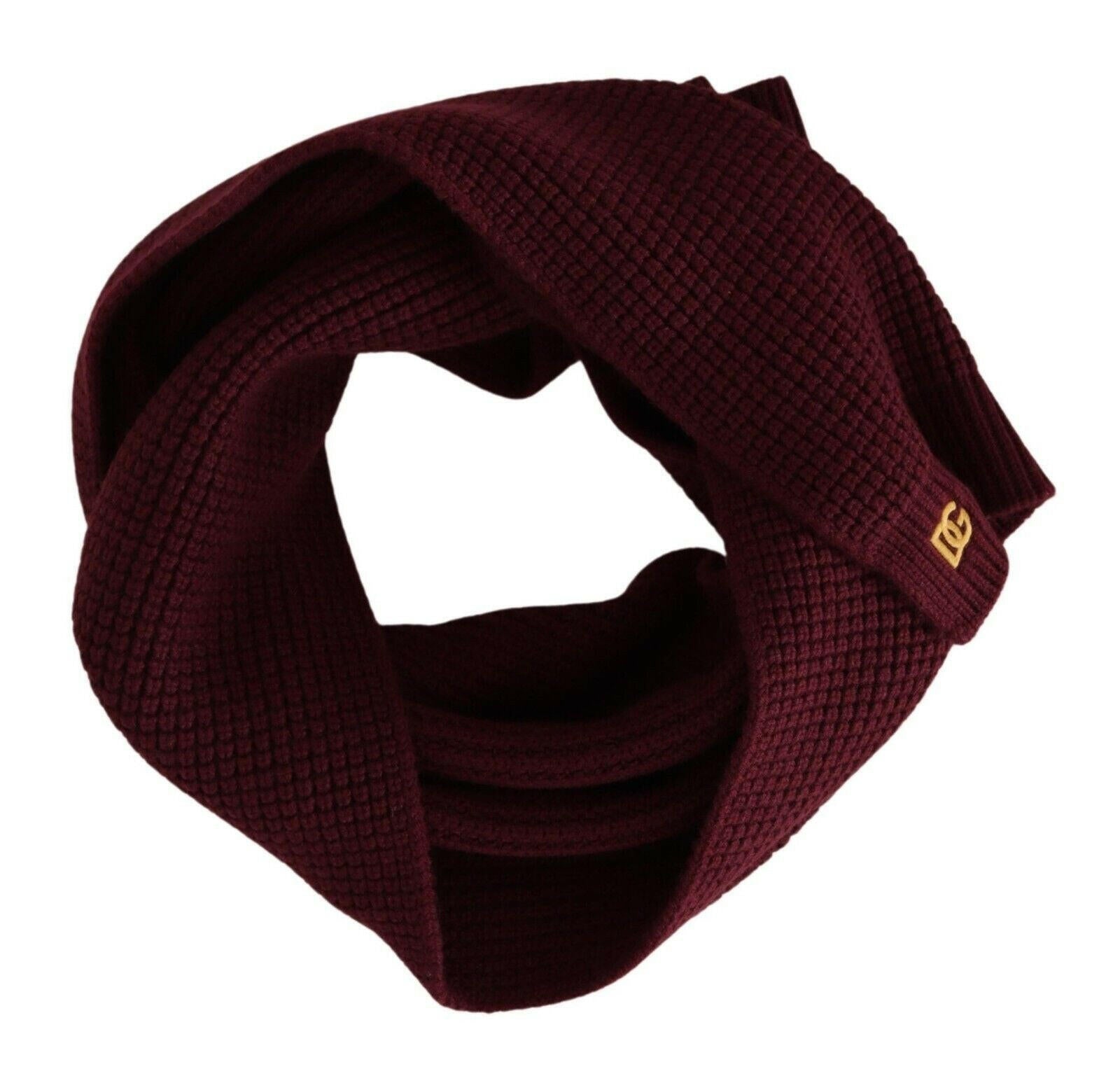 Dolce & Gabbana Dark Red Cashmere Logo Wrap Shawl Knitted Scarf -   -  Dolce & Gabbana.