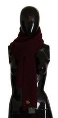 Dolce & Gabbana Dark Red Cashmere Logo Wrap Shawl Knitted Scarf -   -  Dolce & Gabbana.