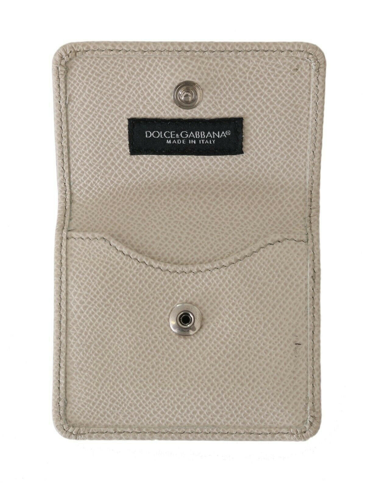 Dolce & Gabbana White Dauphine Leather Holder Pocket Wallet Condom Case -  Leather Condom Wallet for Men -  Dolce & Gabbana.