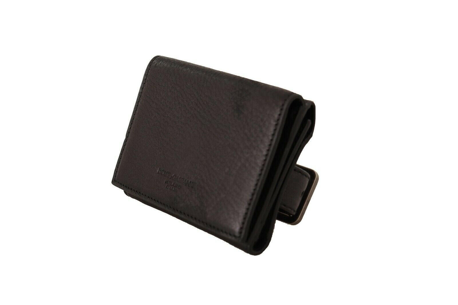 Dolce & Gabbana Black Leather Trifold Purse Belt Strap Multi Kit Wallet -  Leather Wallet for Men -  Dolce & Gabbana.