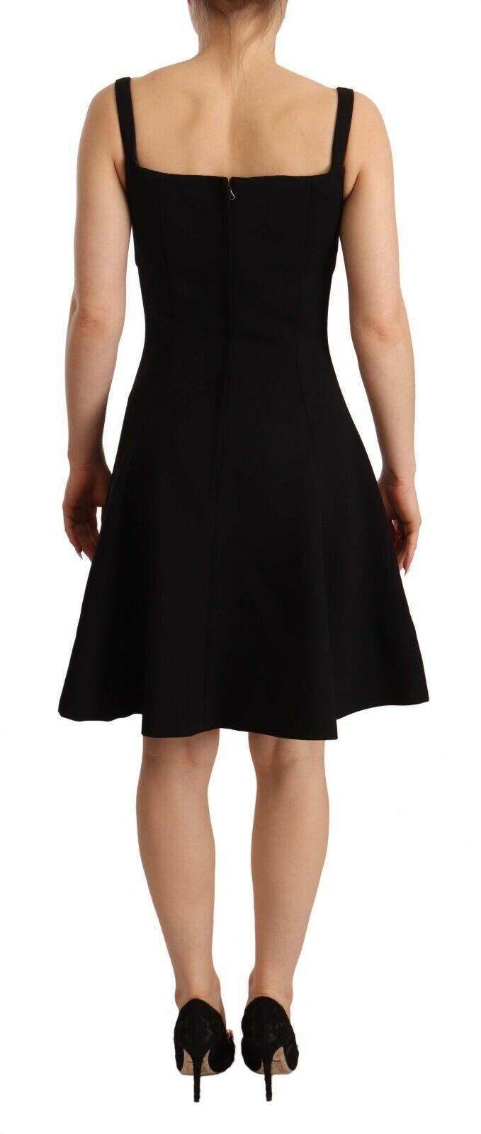Dolce & Gabbana Black Fit Flare Wool Stretch Sheath Dress -   -  Dolce & Gabbana.
