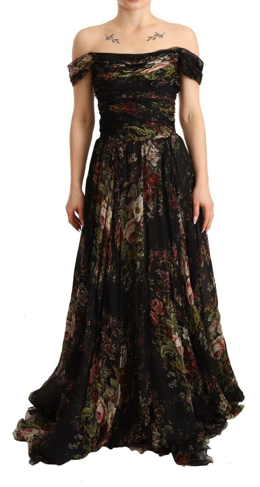 Dolce & Gabbana Multicolored Floral Off Shoulder Gown Dress -   -  Dolce & Gabbana.