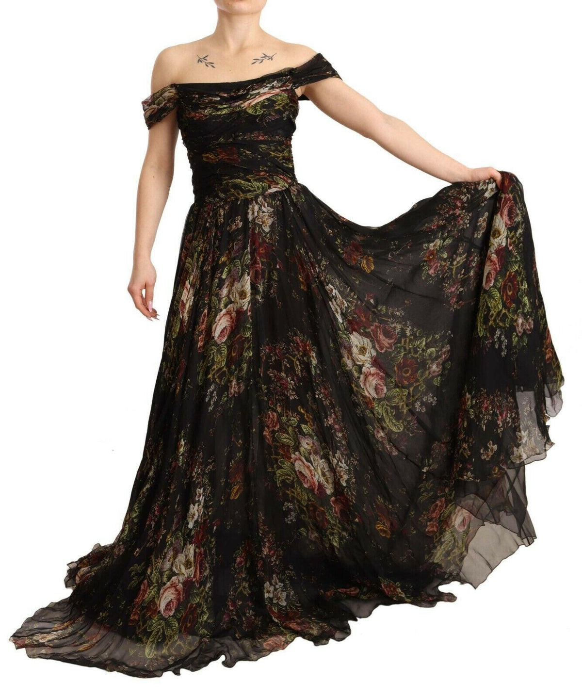 Dolce & Gabbana Multicolored Floral Off Shoulder Gown Dress -   -  Dolce & Gabbana.