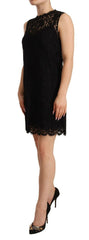 Dolce & Gabbana Black Floral Lace Sheath Sleeveless Mini Dress -   -  Dolce & Gabbana.