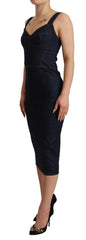 Dolce & Gabbana Dark Blue Cotton Denim Sheath Midi Dress -   -  Dolce & Gabbana.