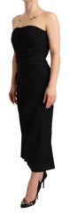 Dolce & Gabbana Black Silk Stretch Strapless Sheath Midi Dress -   -  Dolce & Gabbana.