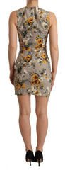 Dolce & Gabbana Gray Silk Stretch Floral Sheath Mini Dress -   -  Dolce & Gabbana.
