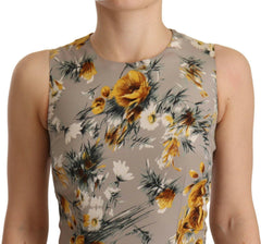 Dolce & Gabbana Gray Silk Stretch Floral Sheath Mini Dress -   -  Dolce & Gabbana.