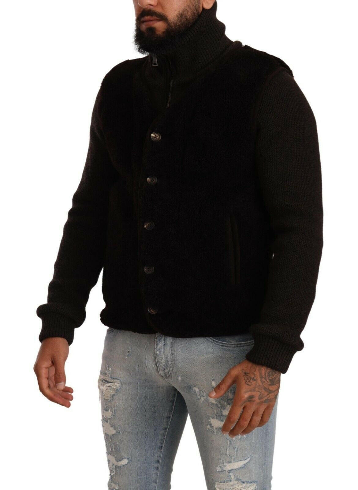 Dolce & Gabbana Black Leather Mens Turtle Neck Coat Jacket -   -  Dolce & Gabbana.