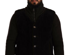 Dolce & Gabbana Black Leather Mens Turtle Neck Coat Jacket -   -  Dolce & Gabbana.
