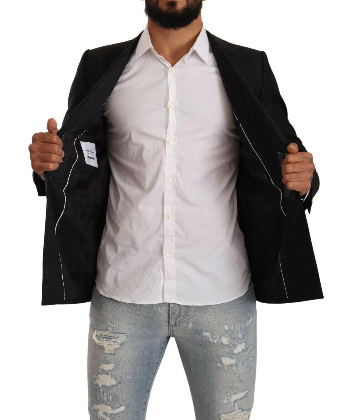 Dolce & Gabbana Black Dotted Double Breasted MARTINI Jacket -   -  Dolce & Gabbana.