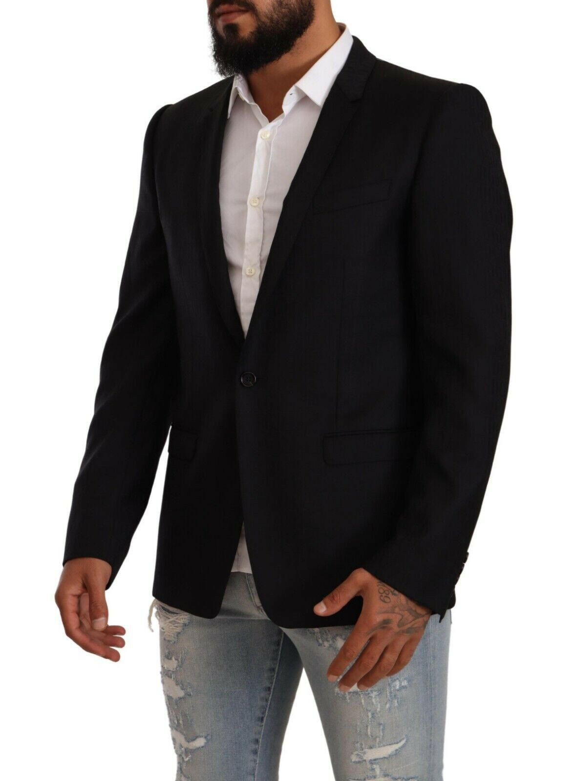 Dolce & Gabbana Black Wool Single Breasted Suit GOLD Jacket -   -  Dolce & Gabbana.