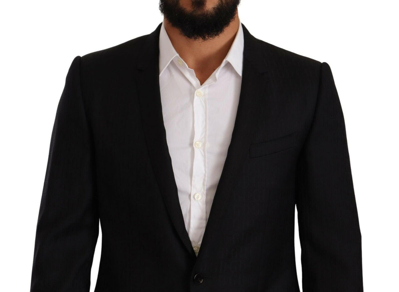 Dolce & Gabbana Black Wool Single Breasted Suit GOLD Jacket -   -  Dolce & Gabbana.