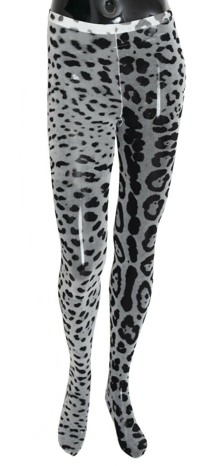 Dolce & Gabbana Gray Leopard Print Mesh Nylon Tights -   -  Dolce & Gabbana.