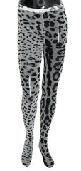 Dolce & Gabbana Gray Leopard Print Mesh Nylon Tights -   -  Dolce & Gabbana.