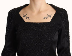 Masha Ma Black Studs Embellished Long Sleeves Sheath Midi Dress -   -  Masha Ma.