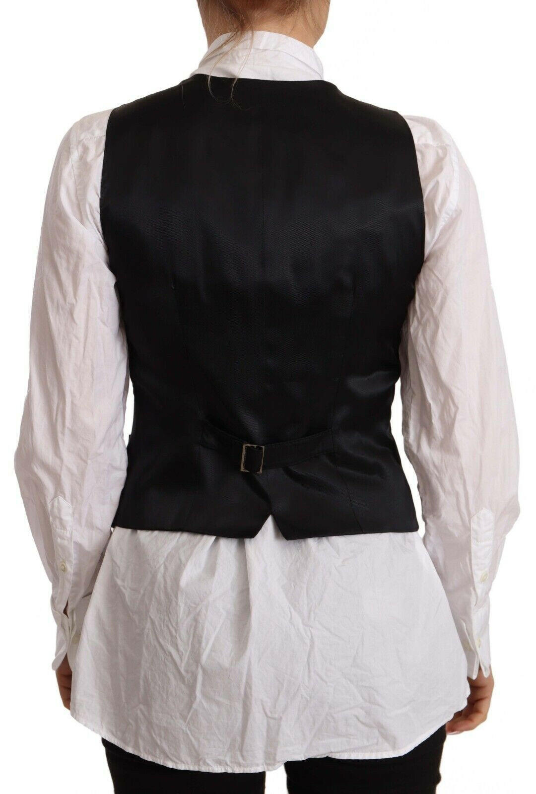 Dolce & Gabbana Black Button Down Sleeveless Vest Viscose Top -   -  Dolce & Gabbana.
