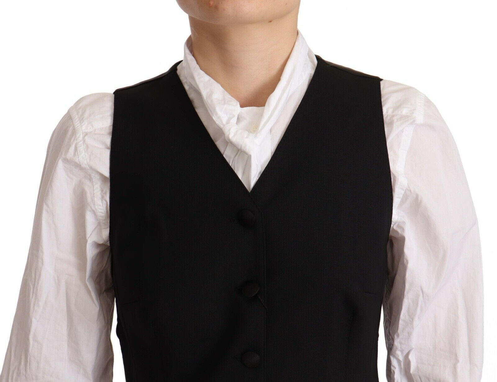 Dolce & Gabbana Black Button Down Sleeveless Vest Viscose Top -   -  Dolce & Gabbana.