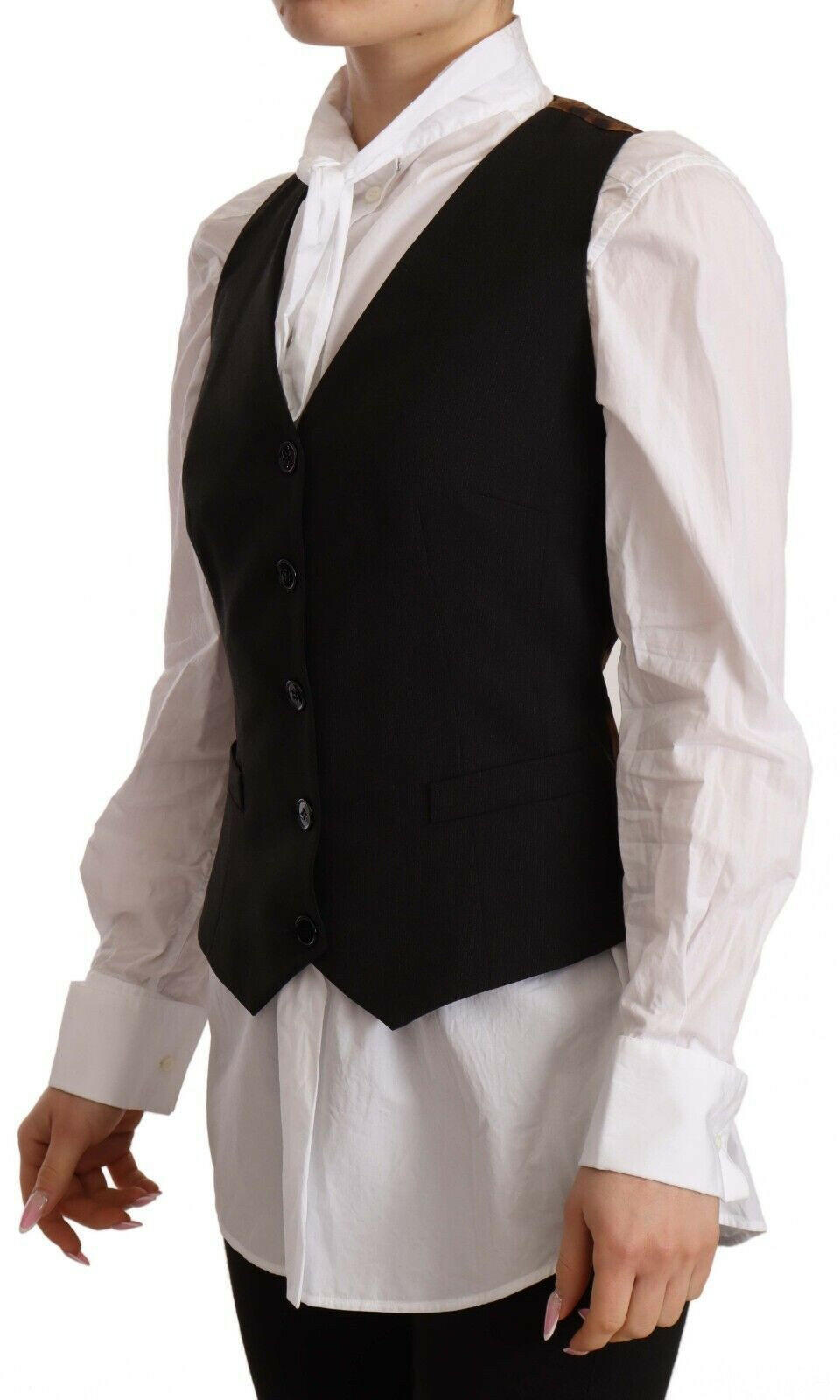Dolce & Gabbana Black Button Down Sleeveless Vest Polyester Top -   -  Dolce & Gabbana.