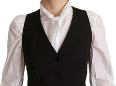 Dolce & Gabbana Black Button Down Sleeveless Vest Polyester Top -   -  Dolce & Gabbana.