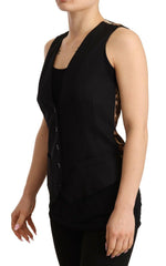 Dolce & Gabbana Black Button Down Sleeveless Vest Wool Top -   -  Dolce & Gabbana.