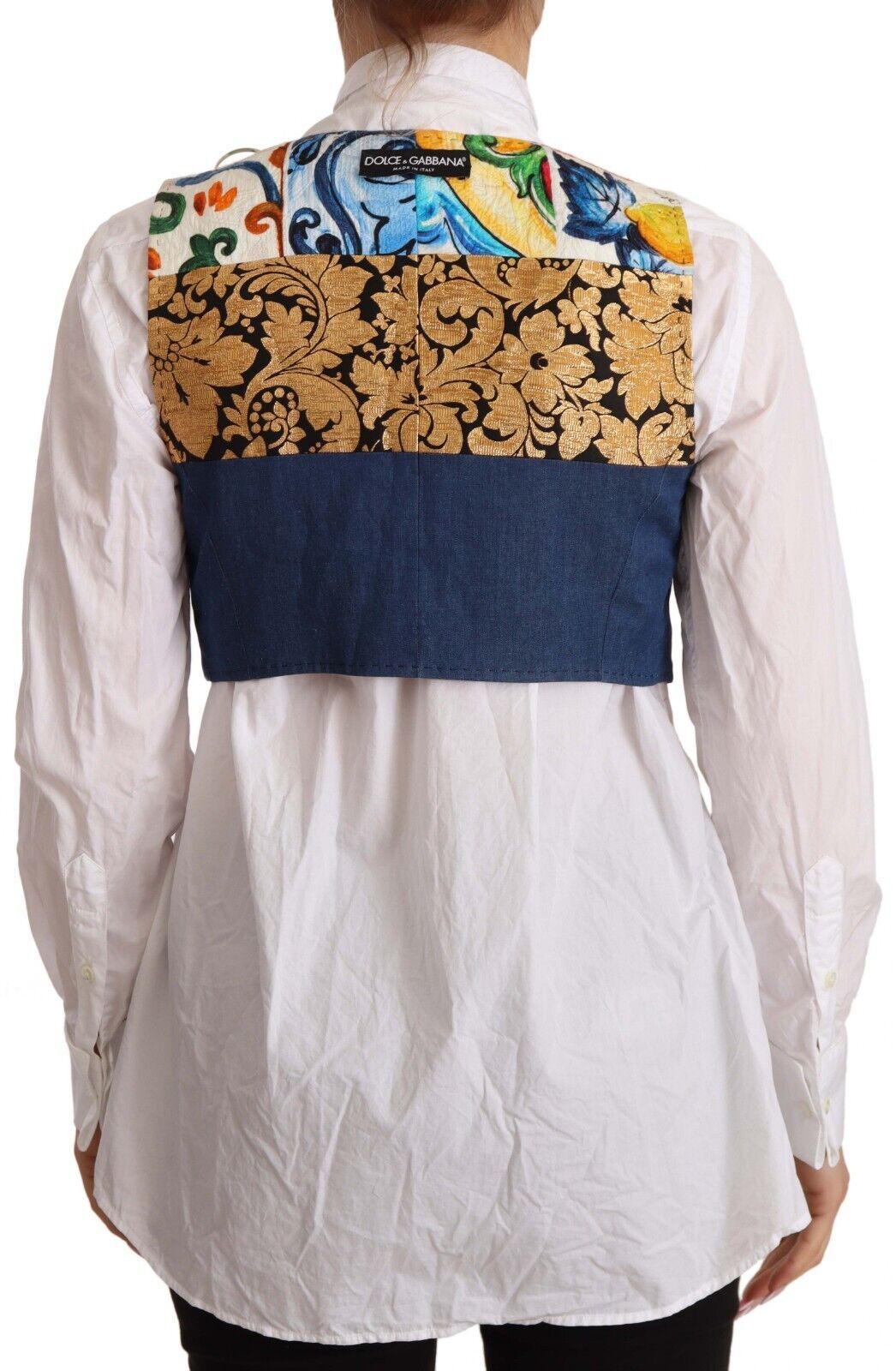 Dolce & Gabbana Multicolor Embellished Waist Coat Cotton Top -   -  Dolce & Gabbana.