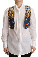 Dolce & Gabbana Multicolor Embellished Waist Coat Cotton Top -   -  Dolce & Gabbana.