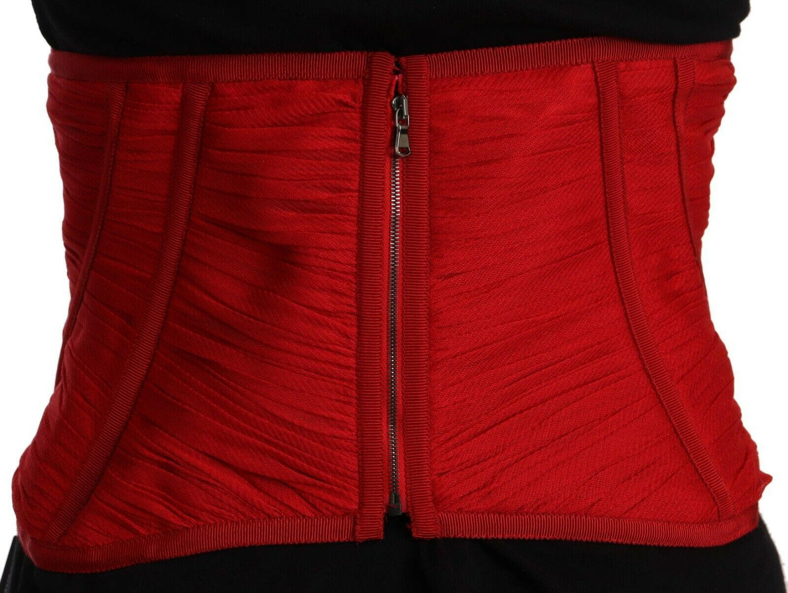 Dolce & Gabbana Red Corset Belt Stretch Waist Strap Silk Top -   -  Dolce & Gabbana.