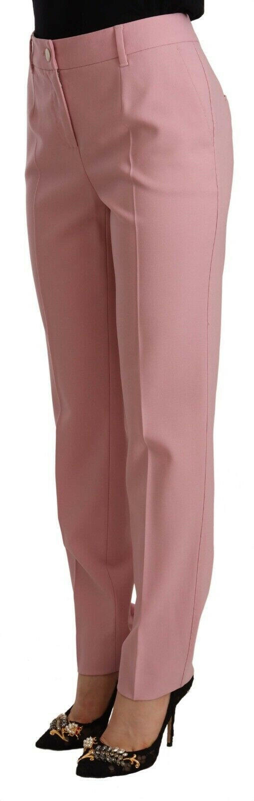 Dolce & Gabbana Pink Wool Stretch High Waist Trouser Pants -   -  Dolce & Gabbana.