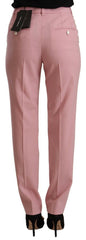 Dolce & Gabbana Pink Wool Stretch High Waist Trouser Pants -   -  Dolce & Gabbana.