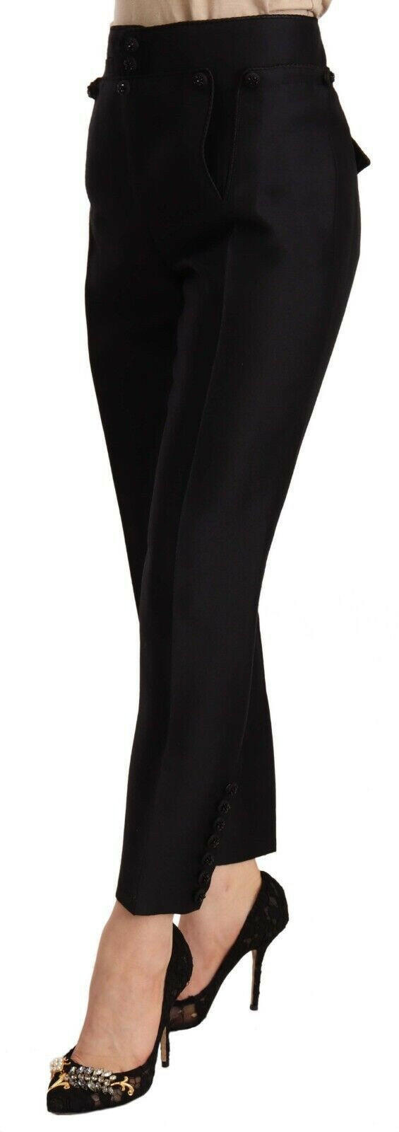 Dsquared² Black Button Embellished Cropped High Waist Pants -   -  Dsquared².